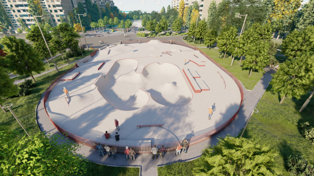 Skate park in Usacheva Square